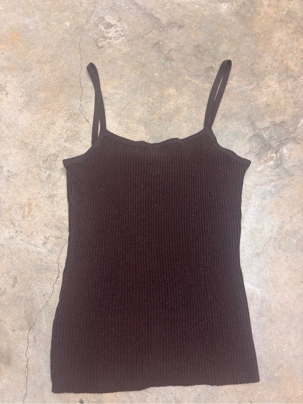 Vintage 90s Express Tricot Brown Ribbed Cami Knit Tank Top Womens Medium